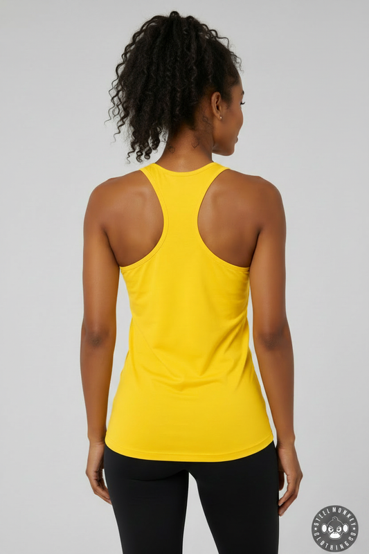 Yellow Racerback — Back with Logo