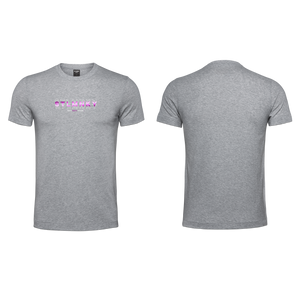 Mens T-Shirt - Grey - Melange - 3D Design - Purple