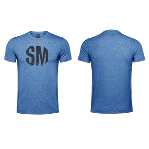 Mens T-Shirt - Blue - Melange  - Big Black SM - Grunge