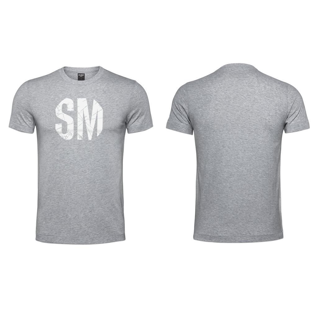 Mens T-Shirt - Grey - Melange - Big White SM - Grunge