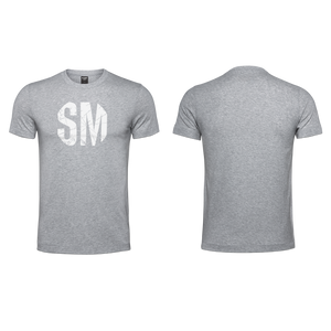 Mens T-Shirt - Grey - Melange - Big White SM - Grunge