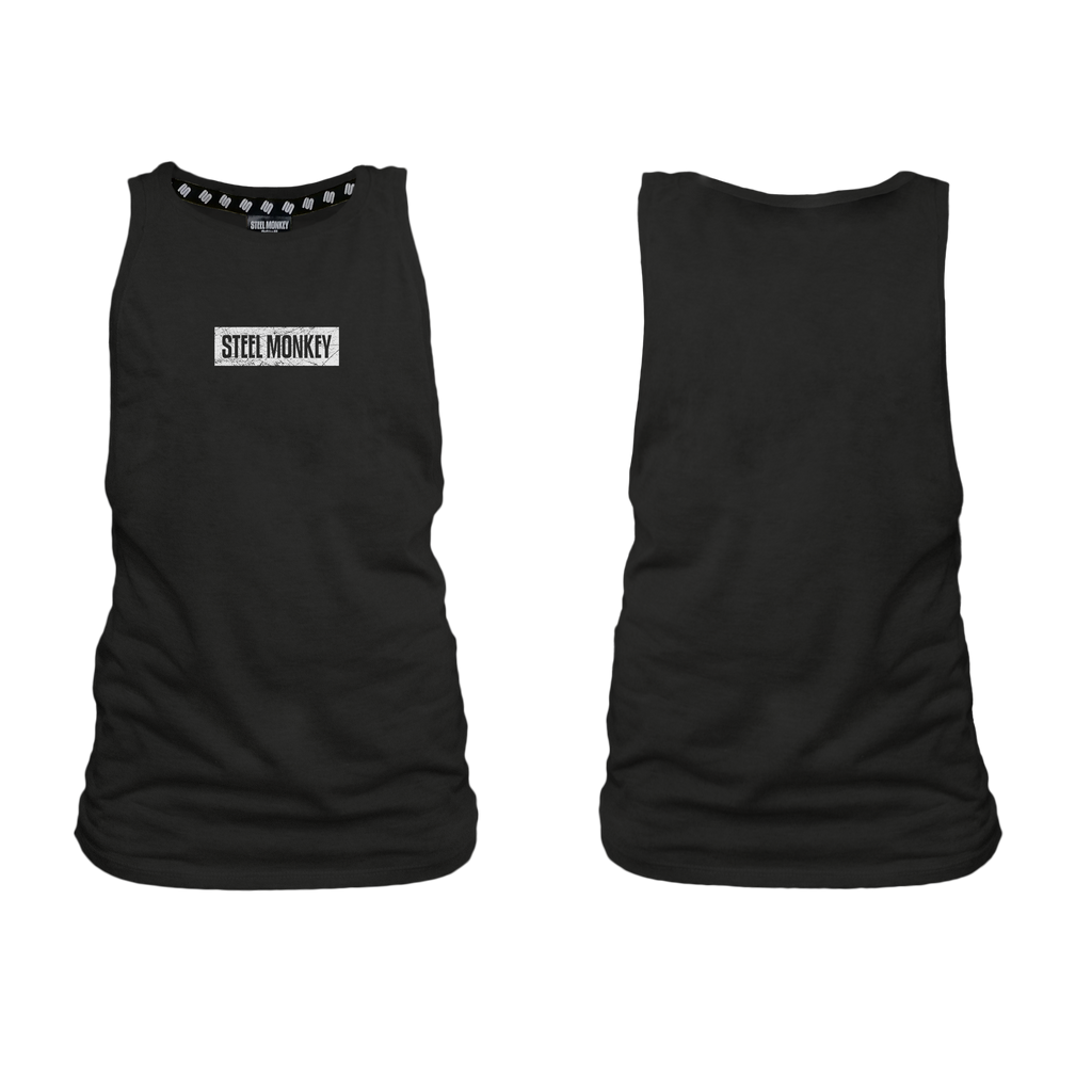 Ladies Muscle Tank - Black - Minimalistic - White