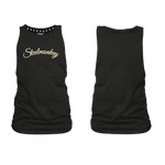 Ladies Muscle Tank - Black - Cursive - Yellow