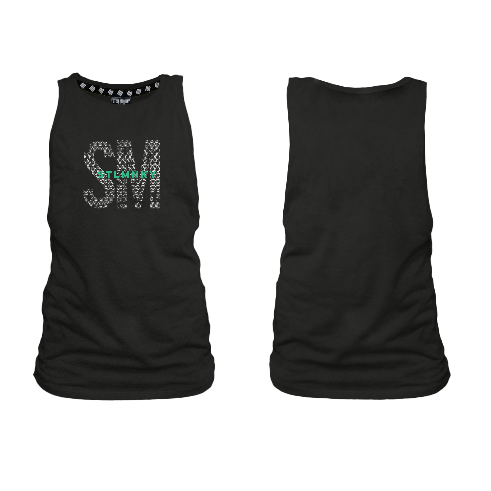 Ladies - Muscle Tank - Black - Big SM - Green Logo