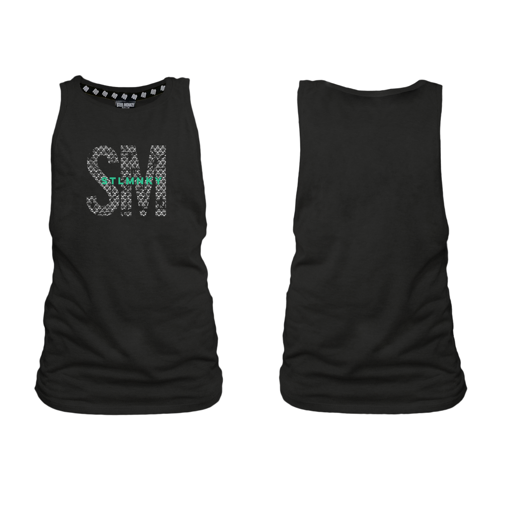 Ladies - Muscle Tank - Black - Big SM - Green Logo