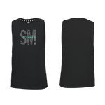 Mens Muscle Tank - Black -  Big SM - Green Logo