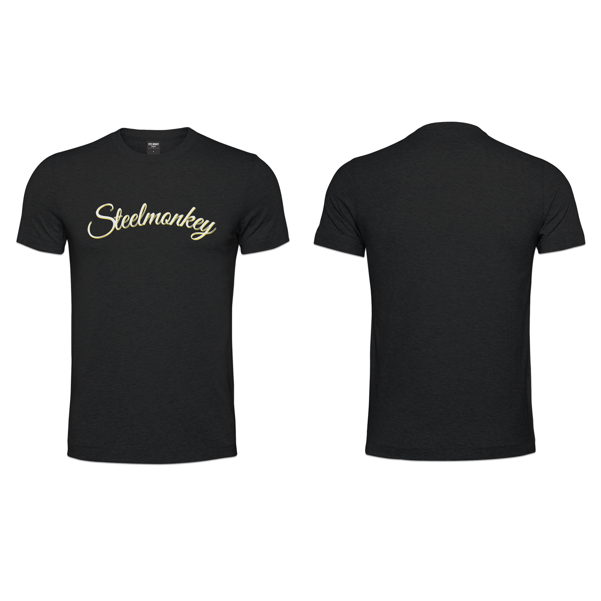 Mens T-Shirt - Cursive SM  - Black - Yellow