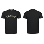 Mens T-Shirt - Cursive SM  - Black - Yellow