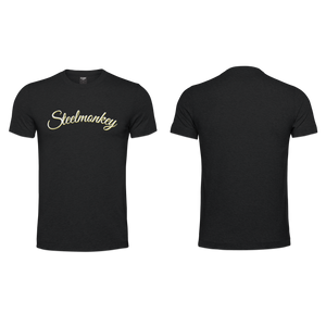 Mens T-Shirt - Cursive SM  - Black - Yellow