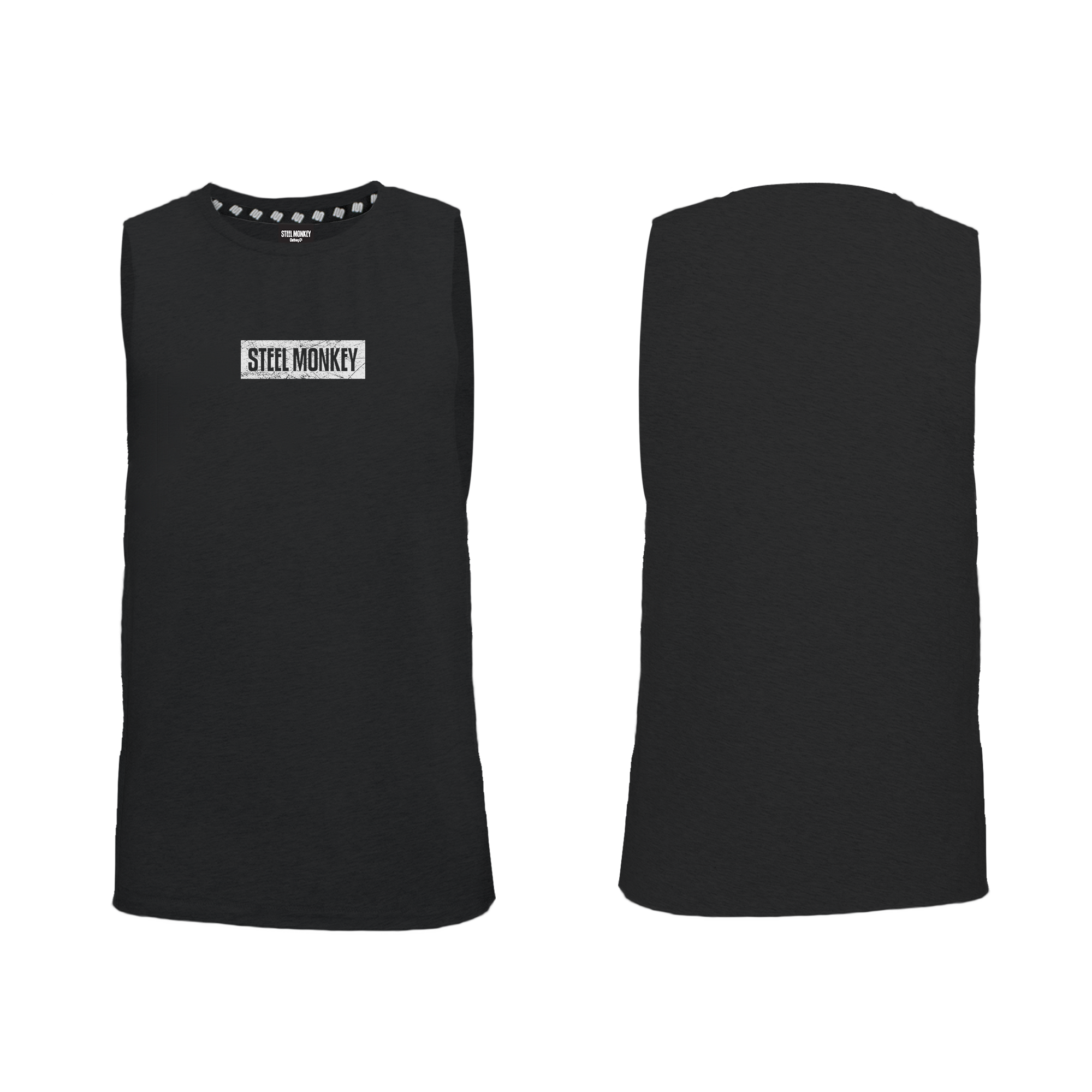 Mens Muscle Tank -  Minimalistic - Black - White