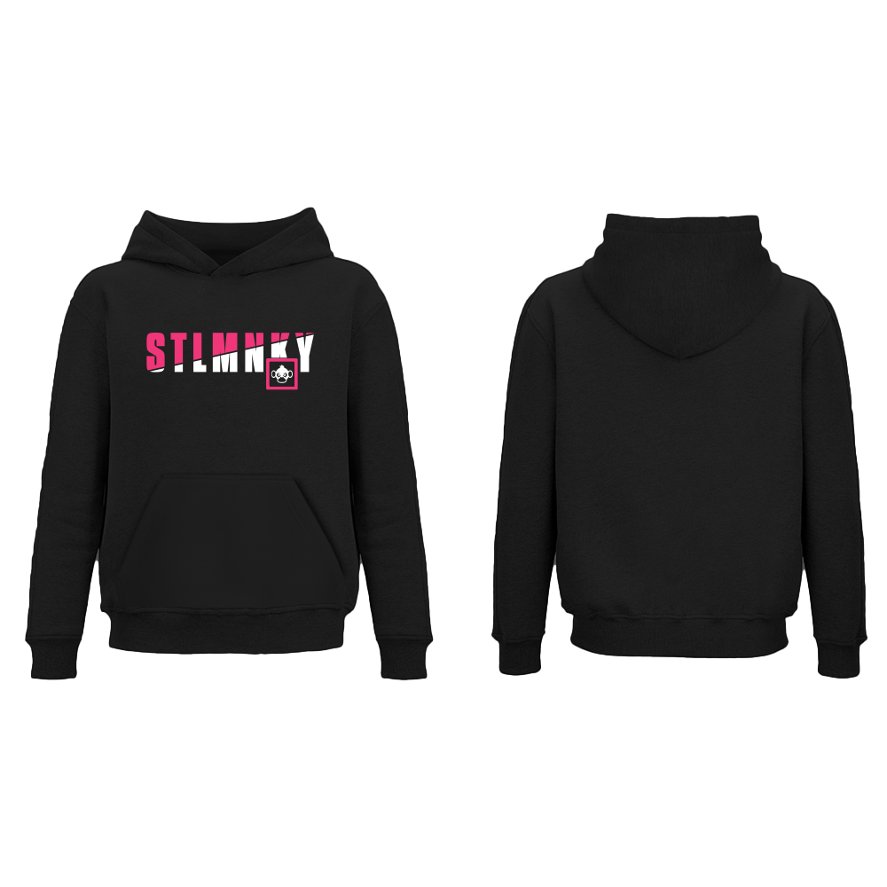 Ladies Classic Hoodie - Black Fleece - Pink & White