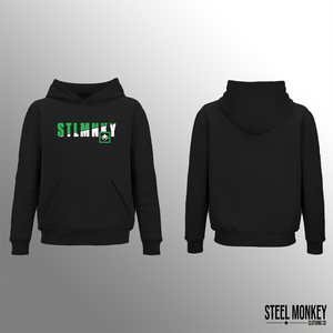 Mens Classic Hoodie - Black Fleece - Green & White