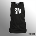 Ladies Muscle Tank - Black - White SM - Grunge