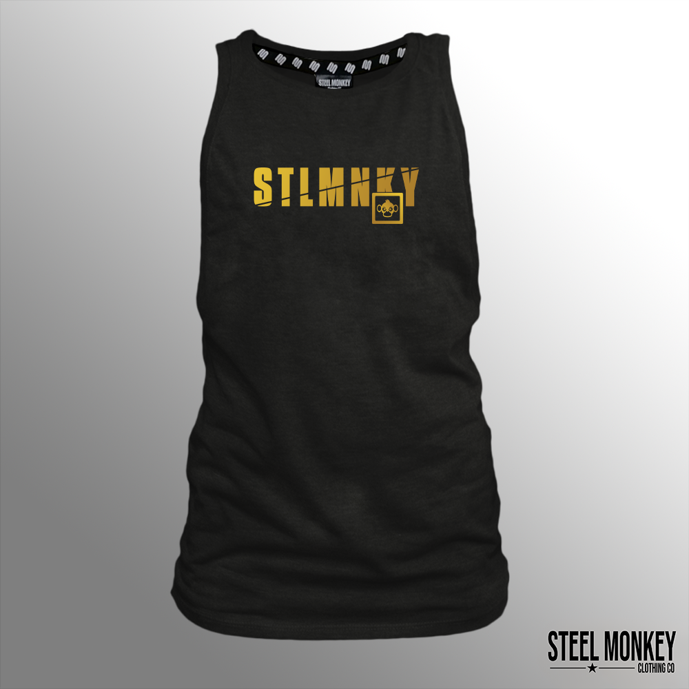 Ladies Muscle Tank - Black - Gold Ombre