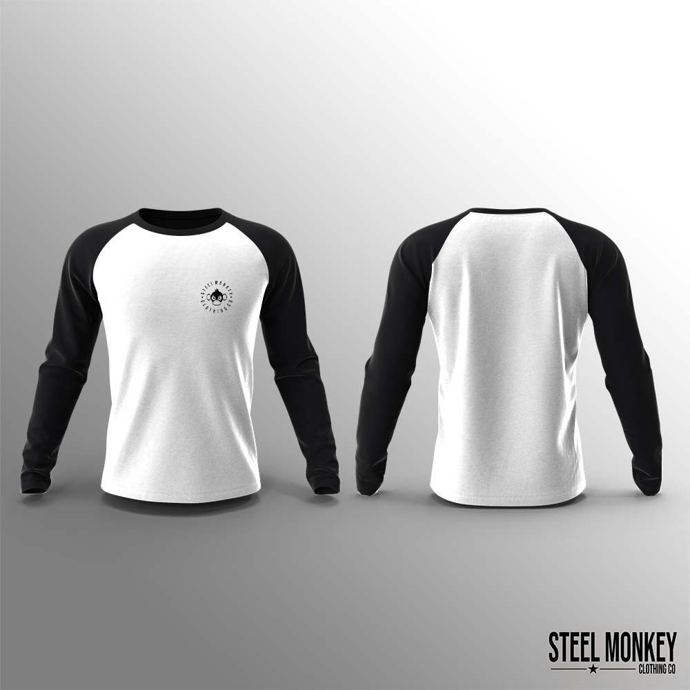 Unisex Long Sleeve - Black & White - Small SM Clothing Monkey - Black