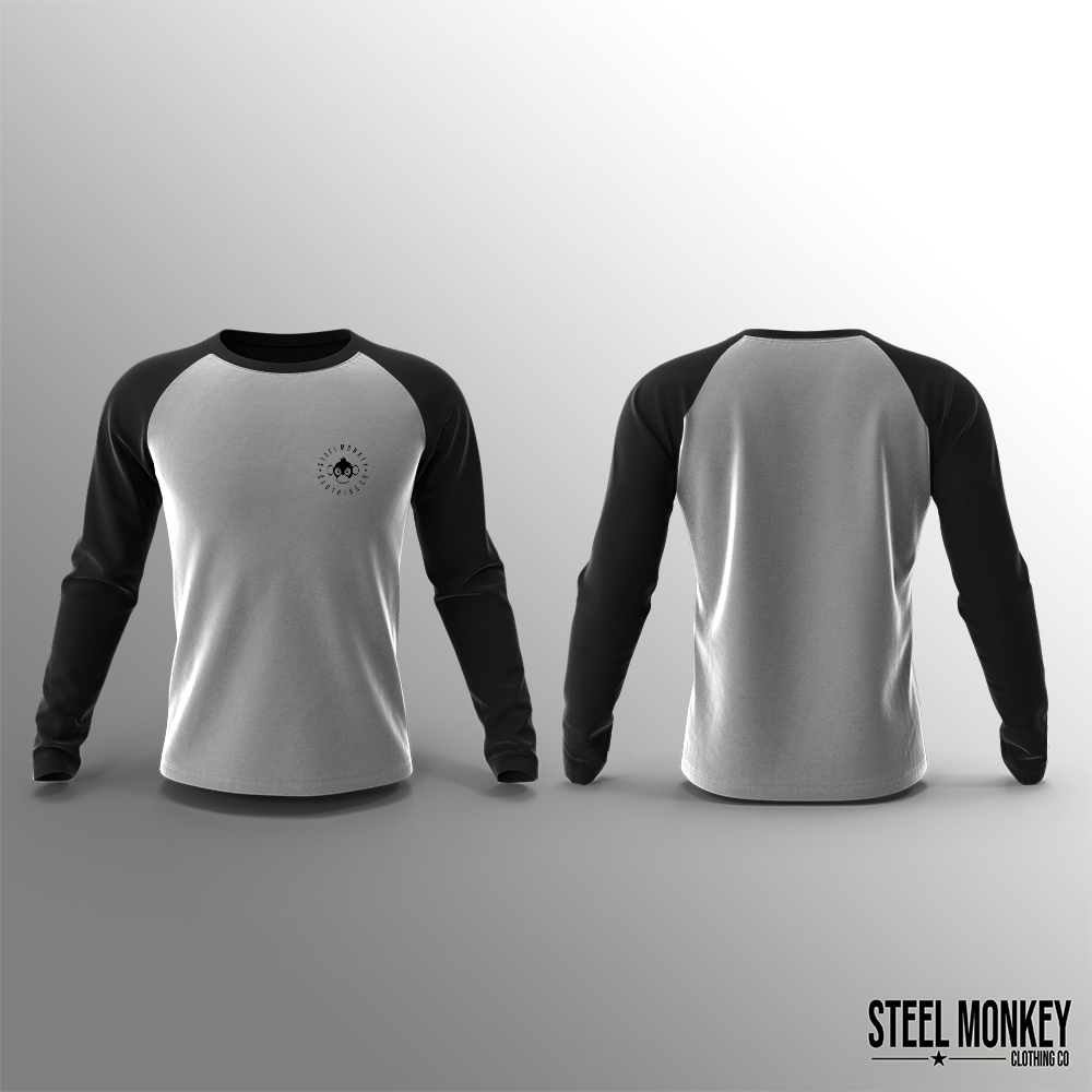 Unisex Long Sleeve - Grey & Black - Small SM Clothing Monkey - Black