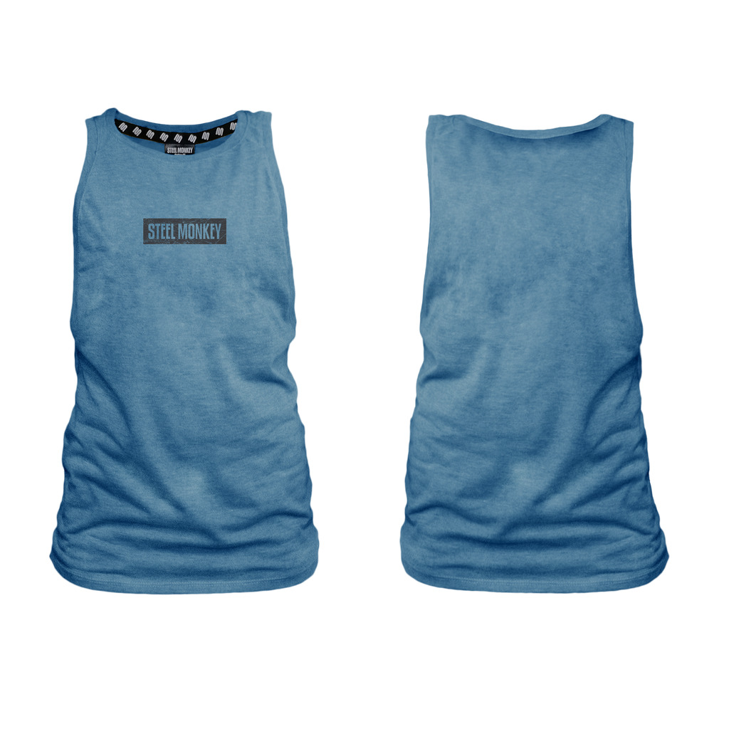 Ladies Muscle Tank - Blue - Minimalistic - Black