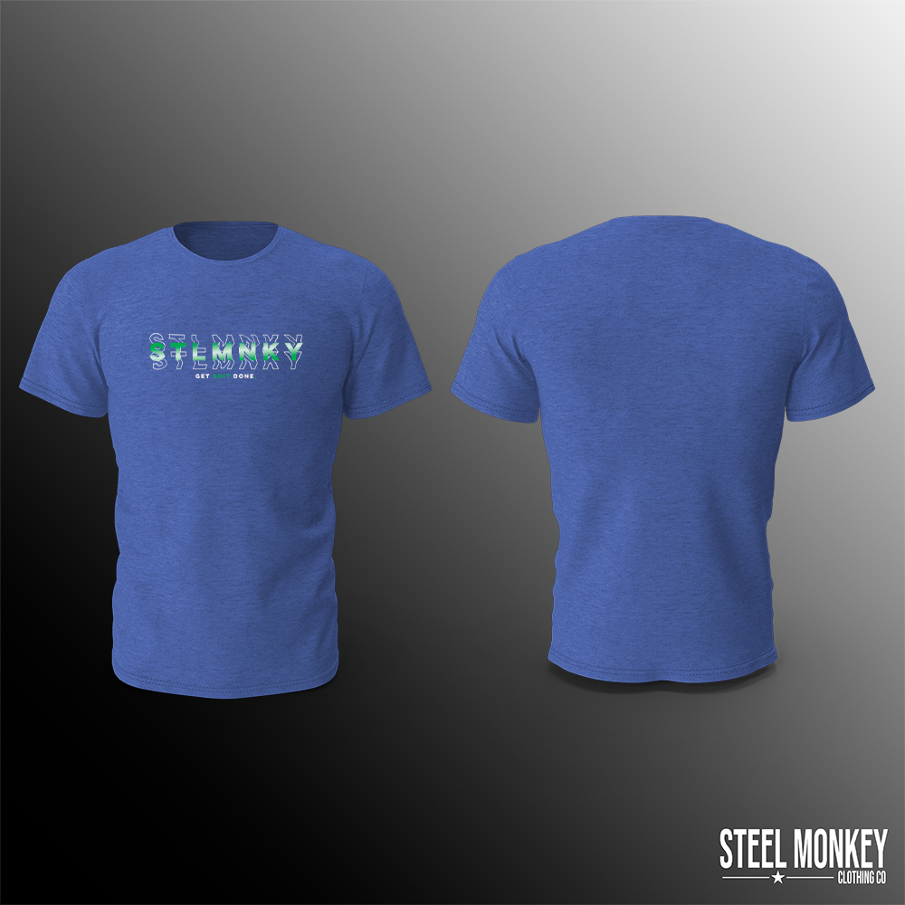 Mens - T-Shirt - Blue - 3D Design - Green