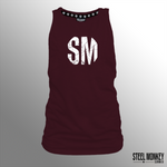 Ladies Muscle Tank - Burgundy - White SM - Grunge