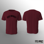 Mens T-Shirt - Burgundy - Steel Monkey - Black