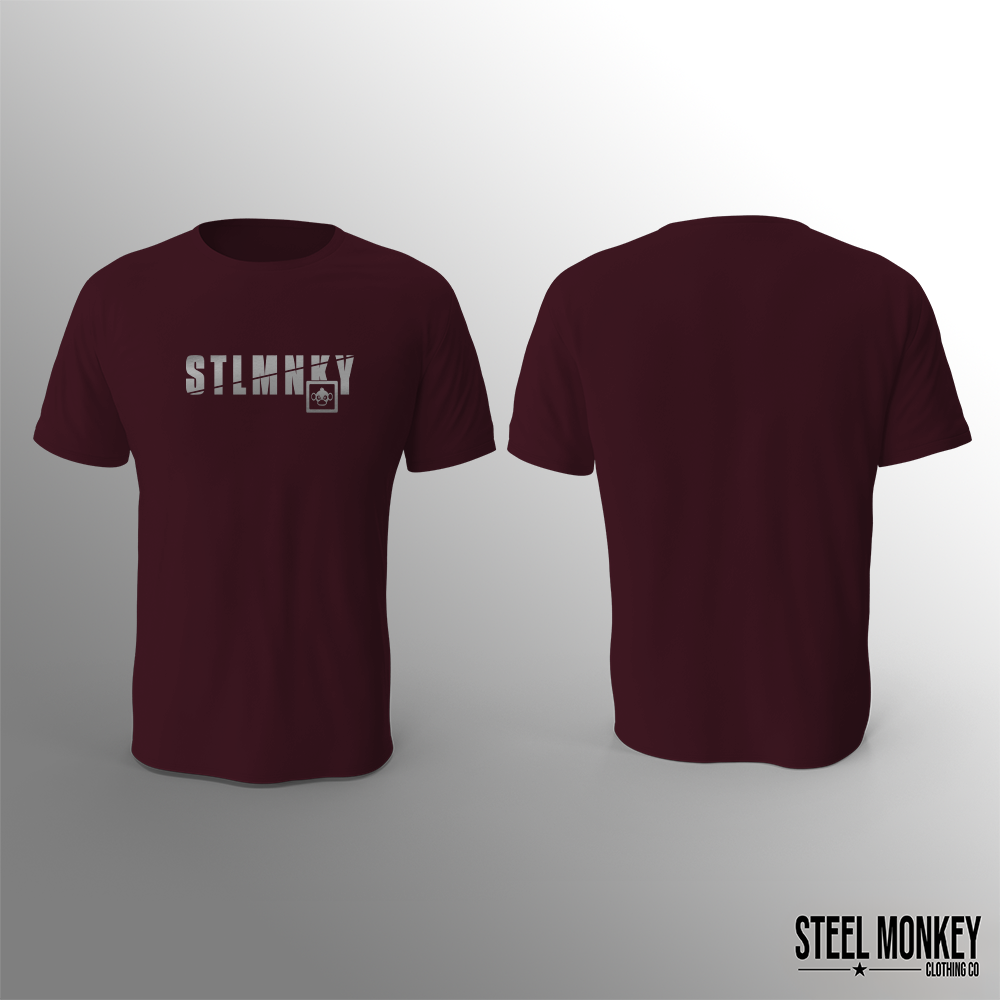 Mens T-Shirt - Burgundy - Grey & Grey