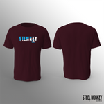 Mens T-Shirt - Burgundy - Blue & White