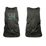 Ladies - Muscle Tank - Charcoal - Big SM - Green Logo