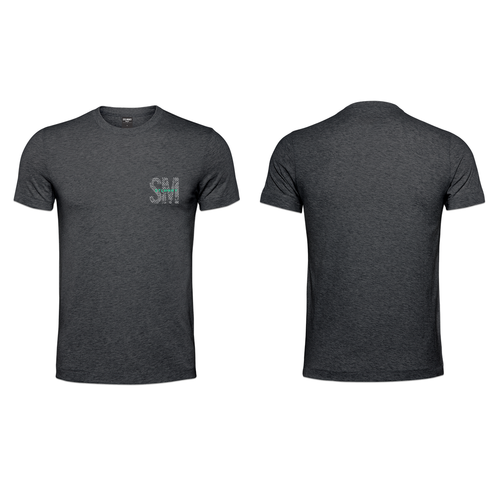 Mens T-Shirt - Charcoal - SM - Small - Green Logo