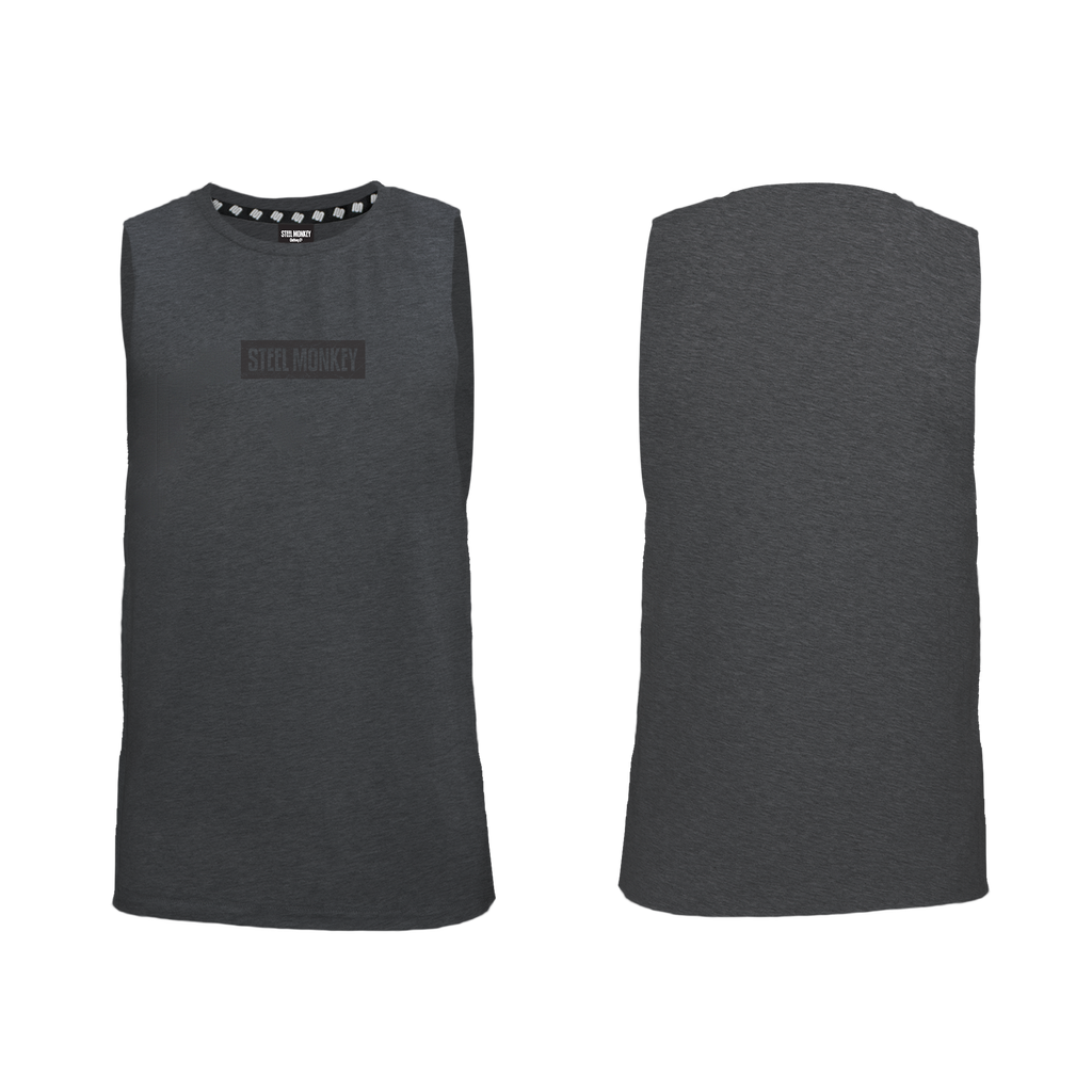 Mens Muscle Tank - Charcoal -  Minimalistic - Black