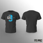 Mens T-Shirt - Charcoal - 3,2,1 GO - Powder Blue