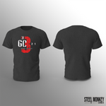 Mens T-Shirt - Charcoal - 3,2,1 GO - Red