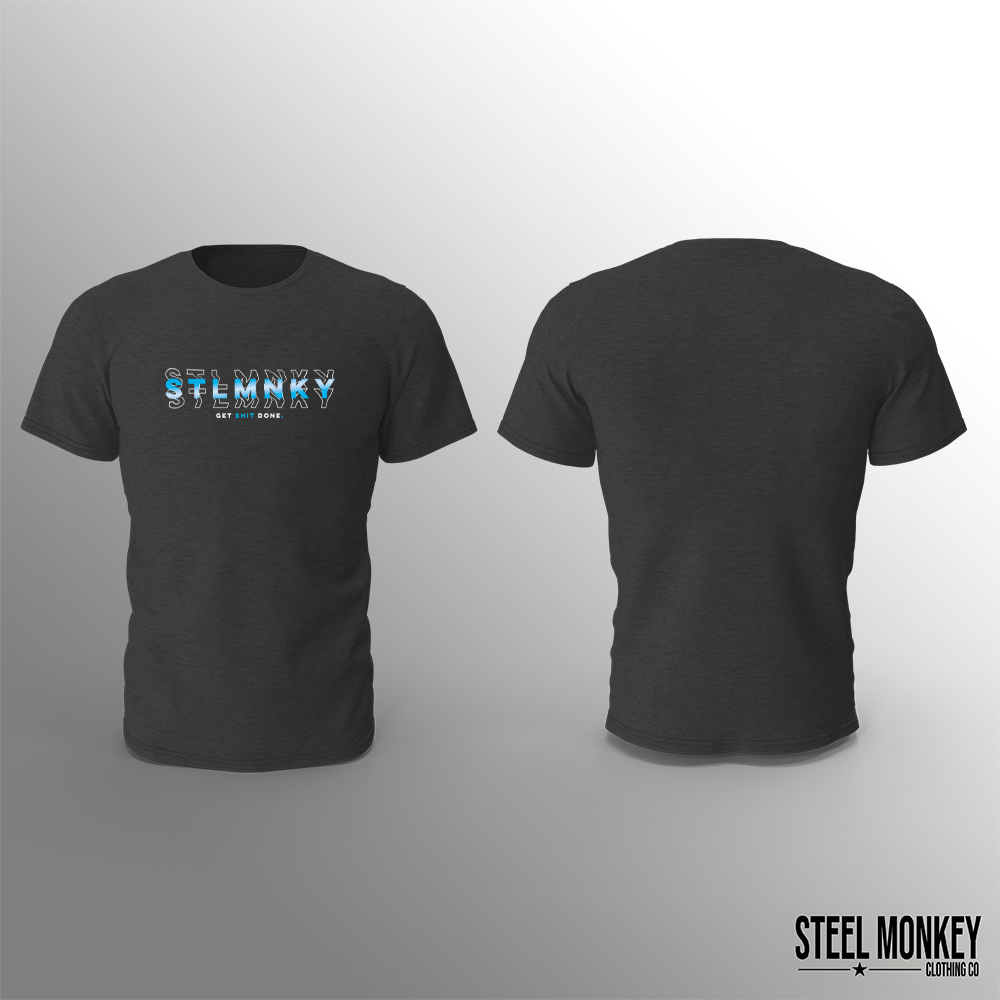 Mens - T-Shirt - Charcoal - 3D Design - Blue