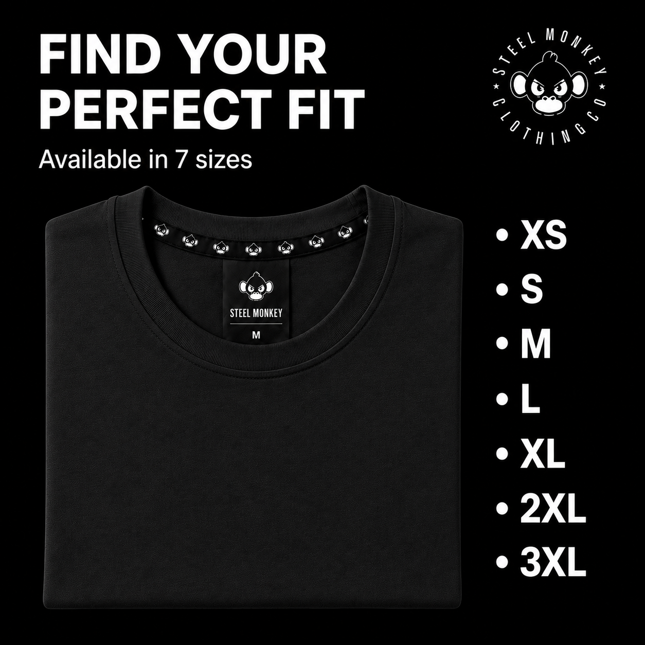 Steel Monkey - Unisex Long Sleeve Staple (Black Cotton)