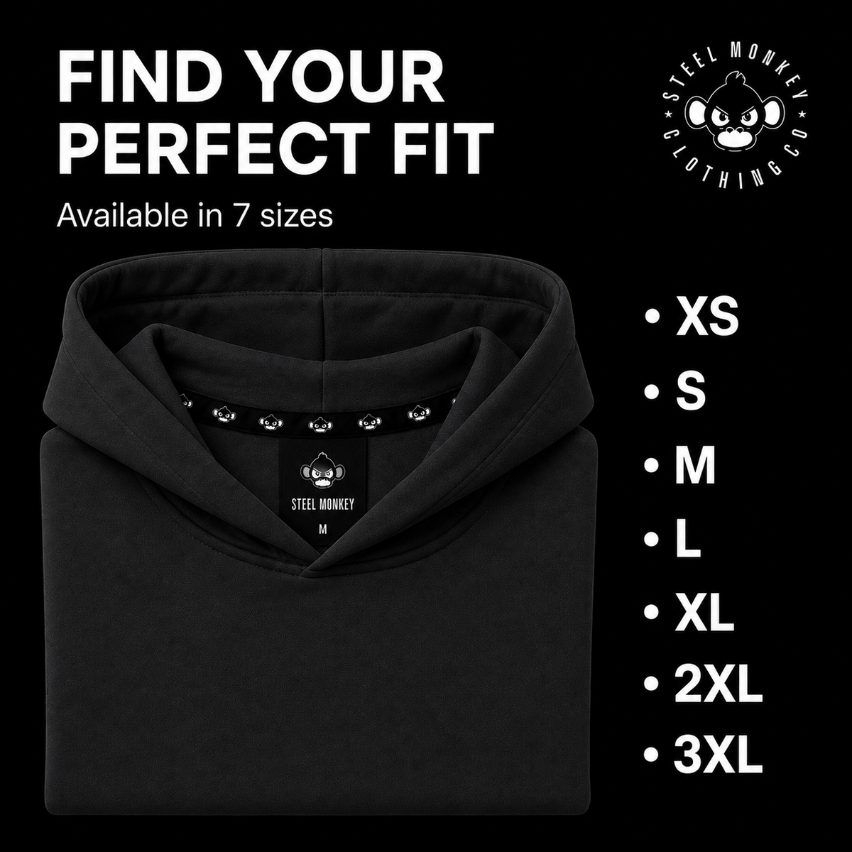 Steel Monkey - Men's Shadow Hoodie — Black