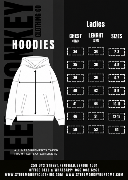 Steel Monkey  — The Ladies Contrast Hoodie (Black & White / Brushed Fleece)