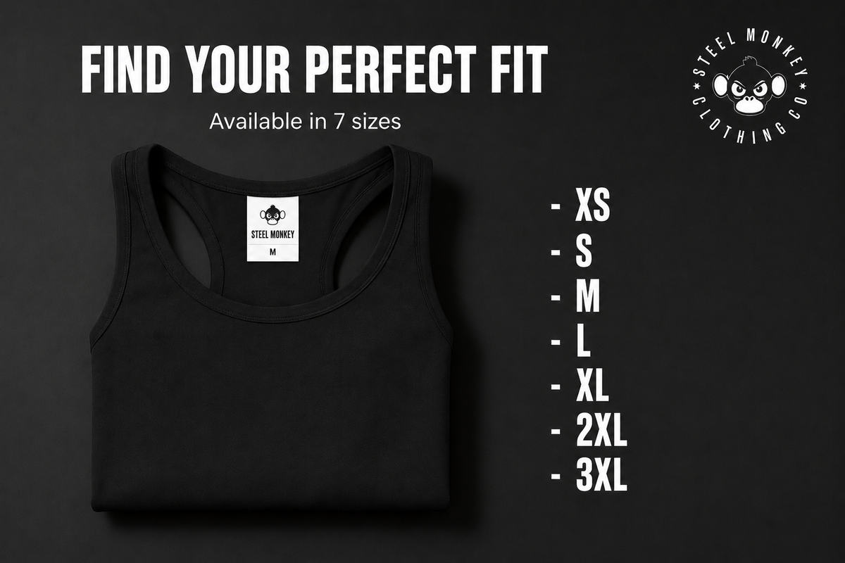 Steel Monkey  — The Racerback (Black / 100% Cotton)