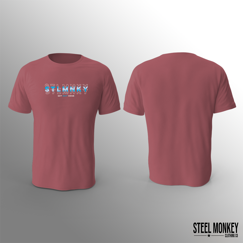 Mens T-Shirt - Dusty Pink - Brushed Spandex - 3D Design - Blue