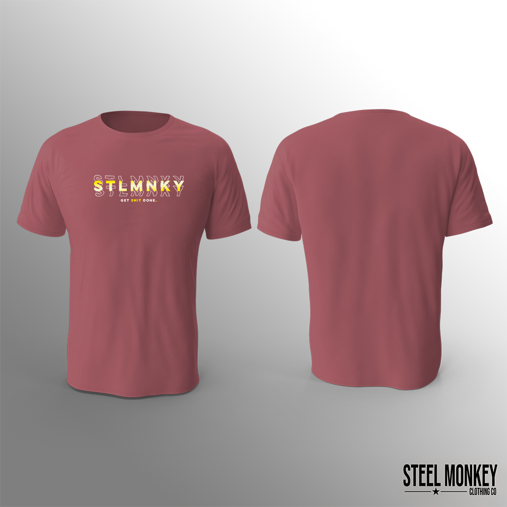 Mens T-Shirt - Dusty Pink - Brushed Spandex - 3D Design - Yellow