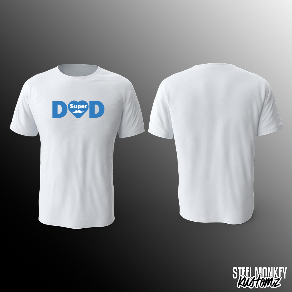 Blue Super Dad - T-Shirts - White - Chest