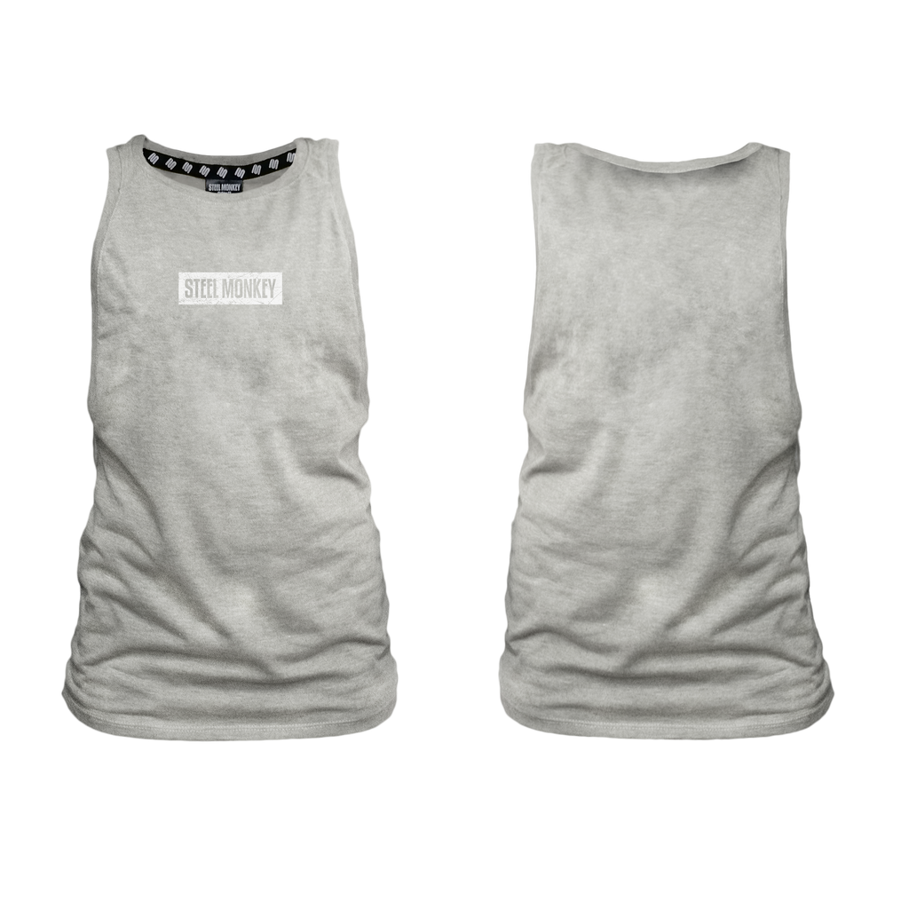 Ladies Muscle Tank - Grey - Minimalistic - White