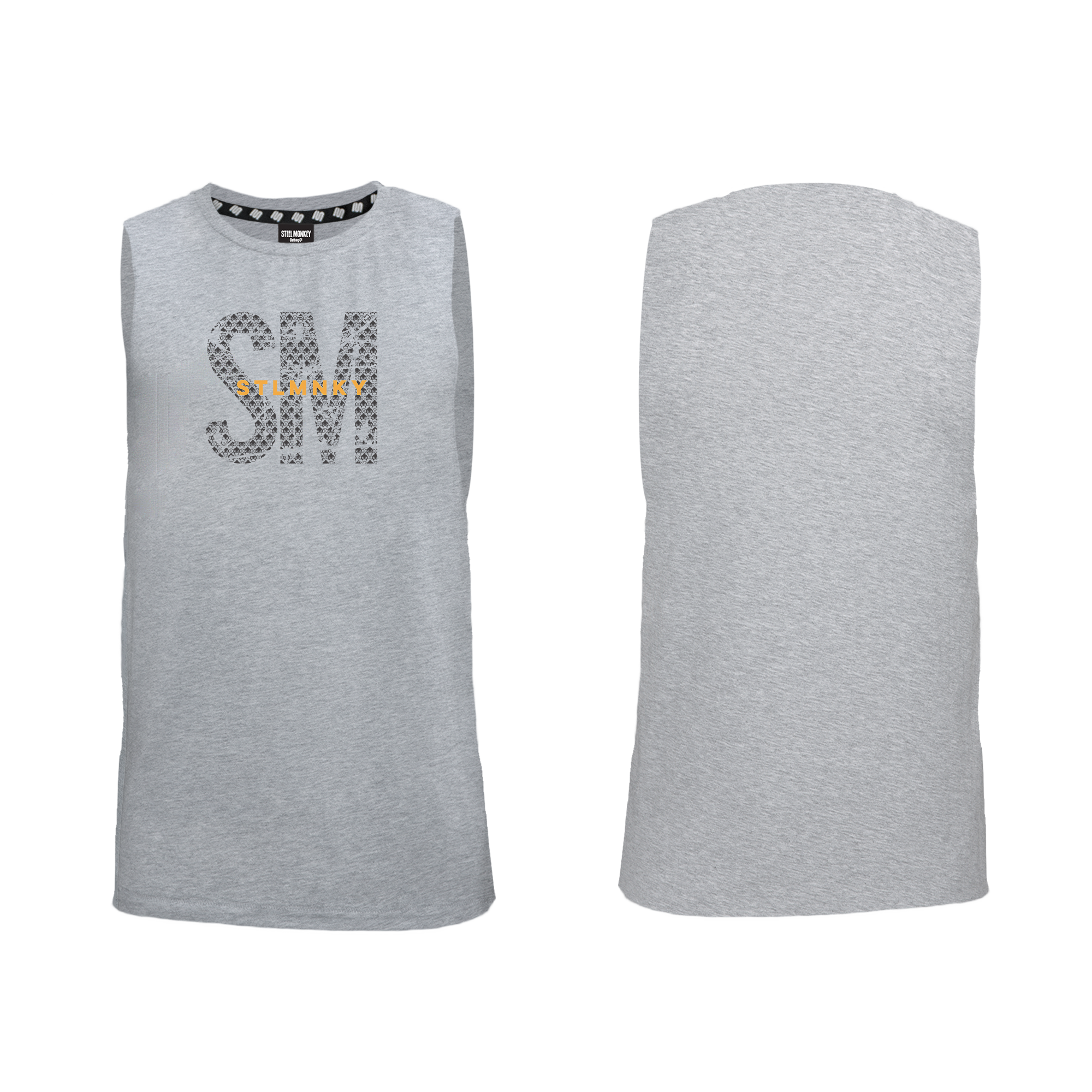 Mens Muscle Tank - Grey - Big SM - Orange