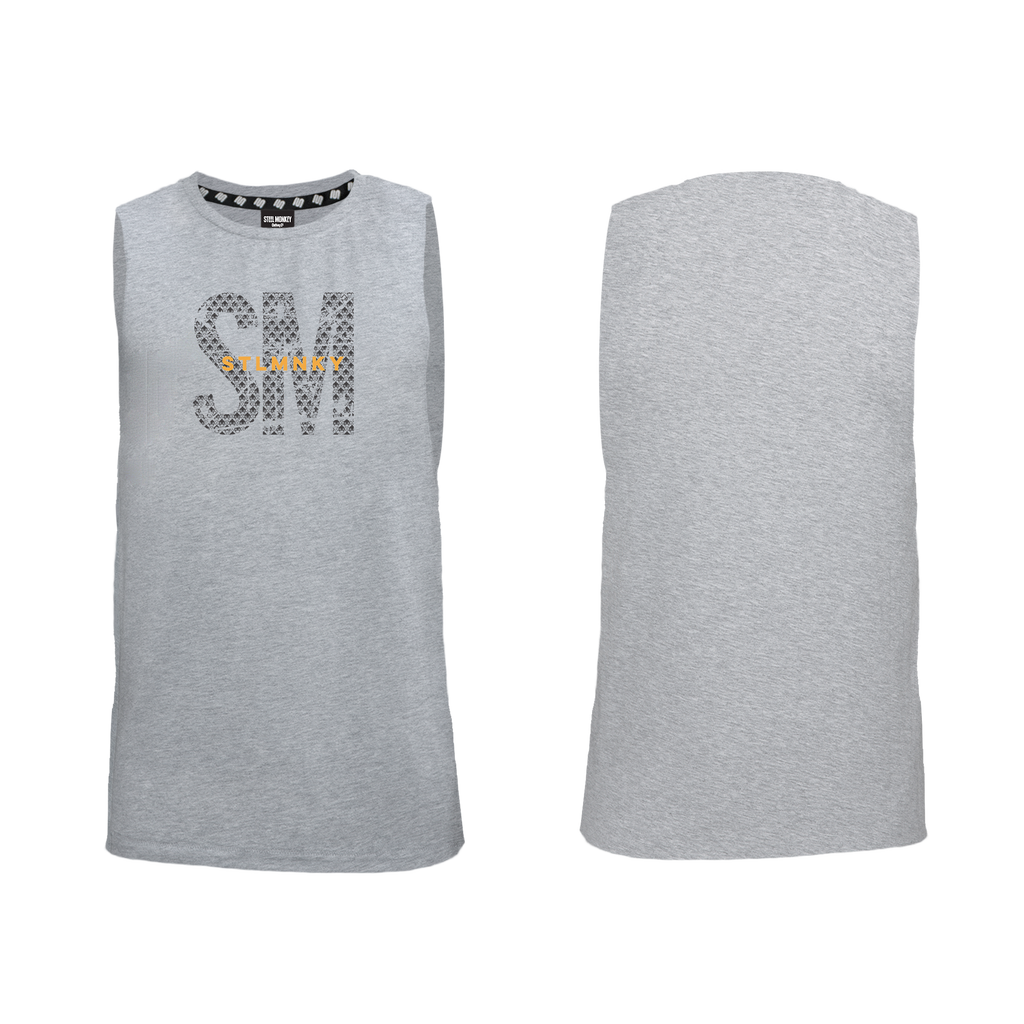 Mens Muscle Tank - Grey - Big SM - Orange