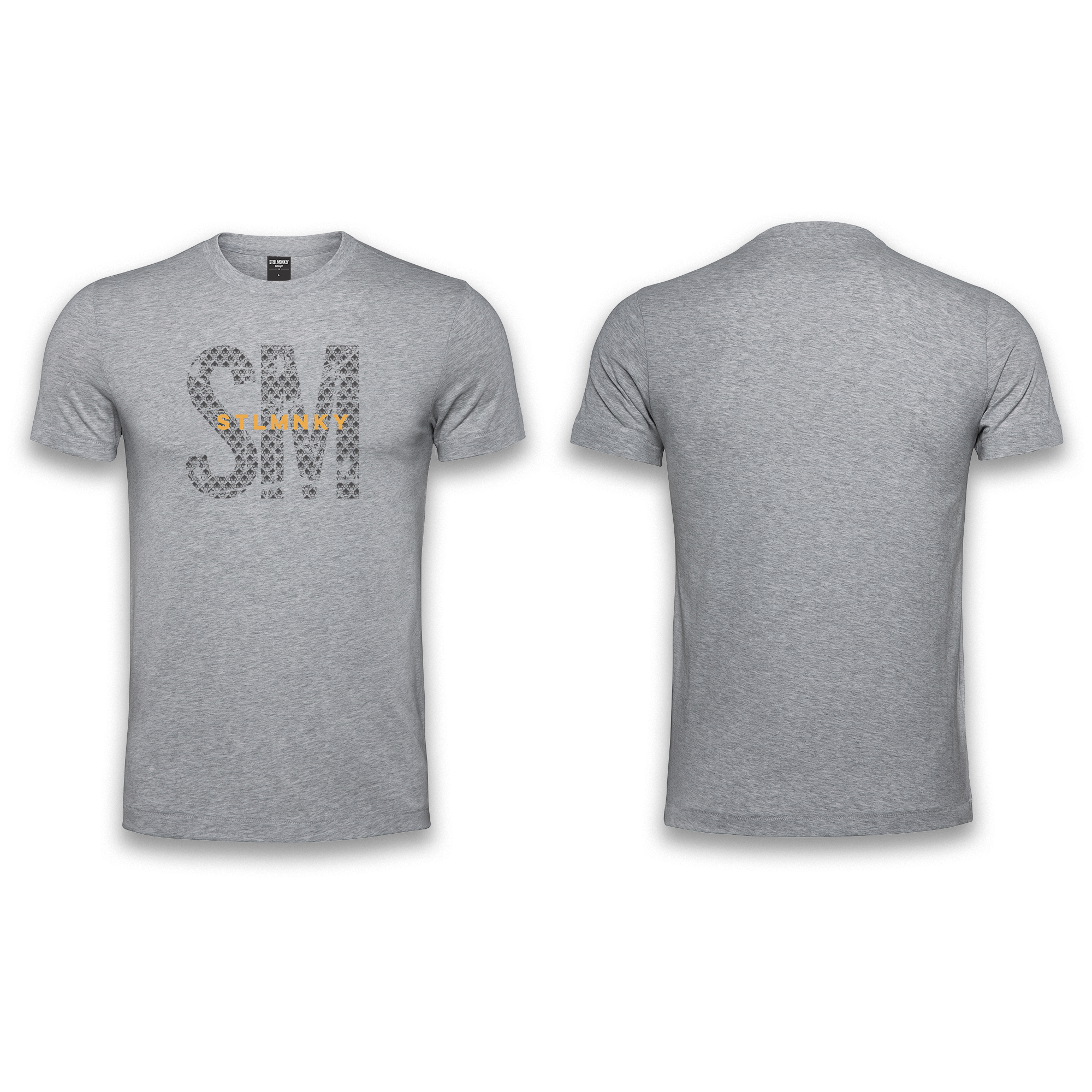 Mens T-Shirt - Big SM   - Grey - Orange