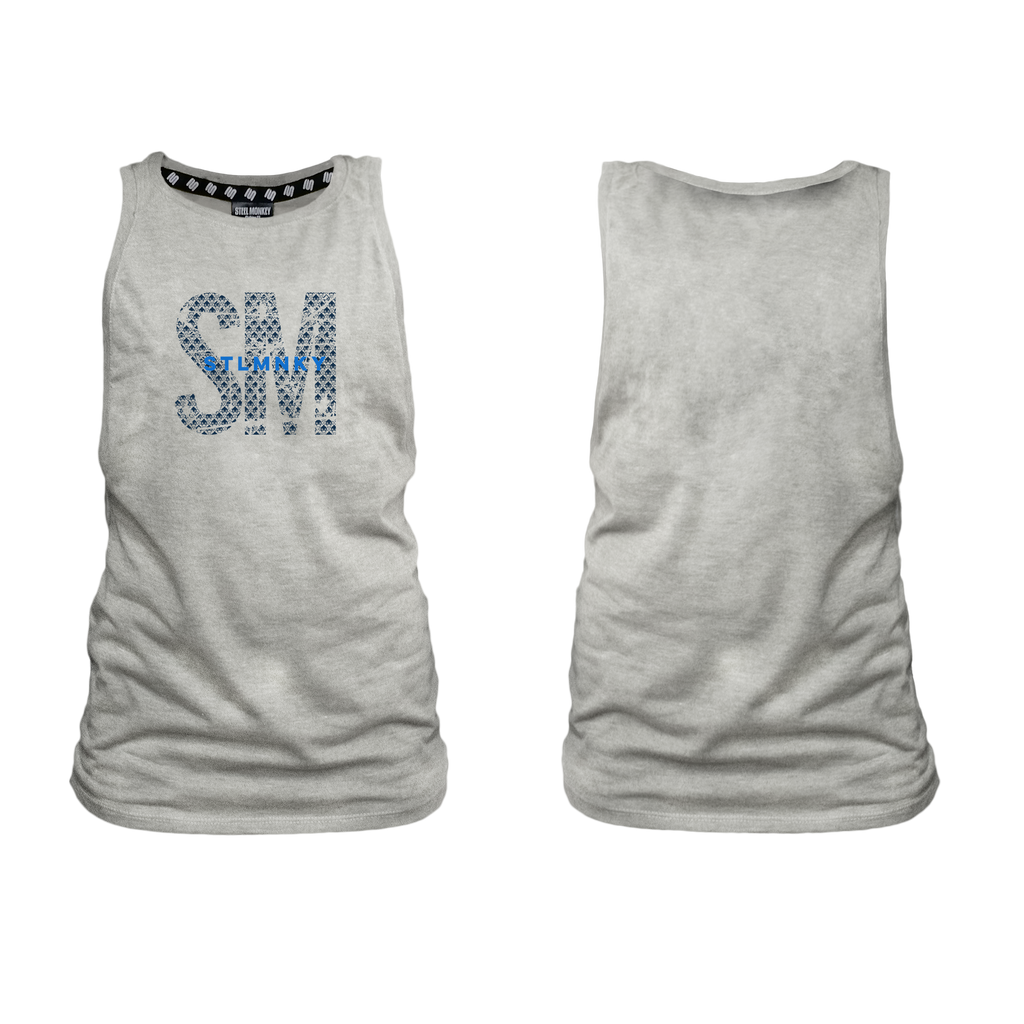 Ladies Muscle Tank - Grey - Big SM -  Blue