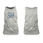 Ladies Muscle Tank - Grey - Big SM -  Blue