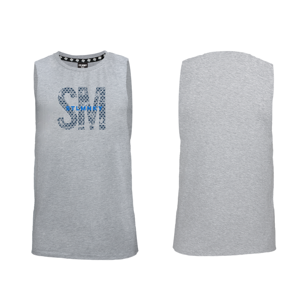 Mens Muscle Tank - Grey - Big SM - Blue