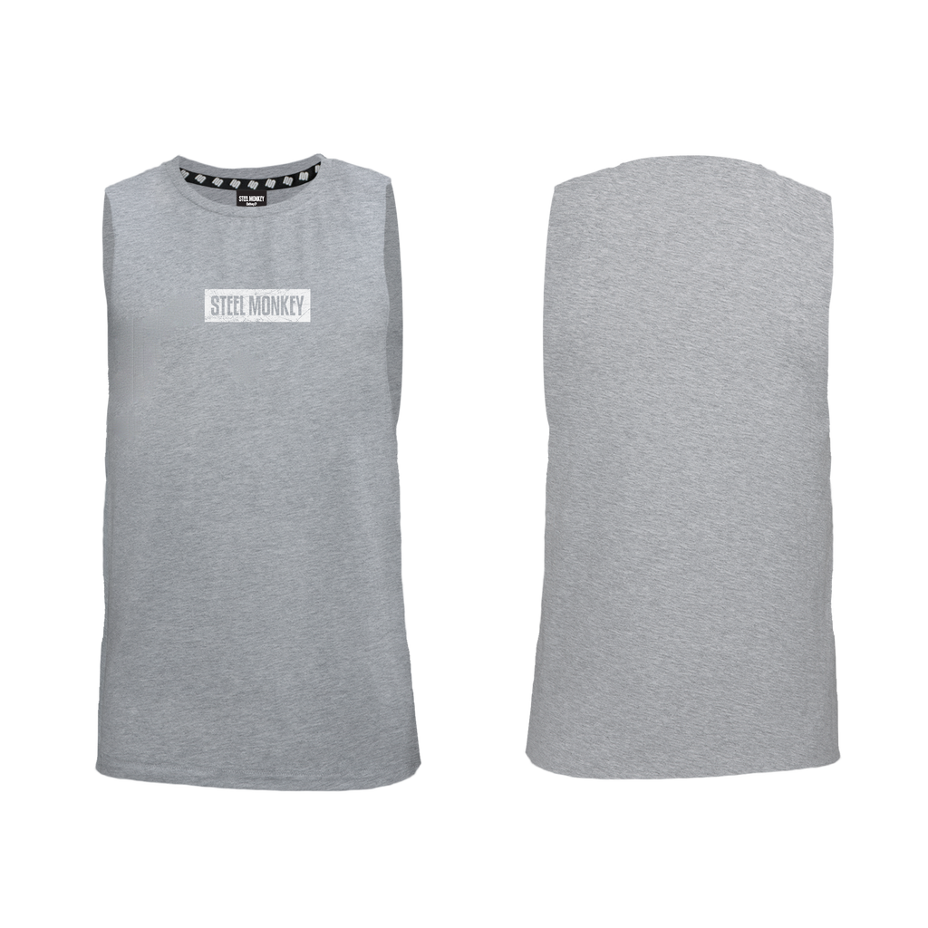 Mens Muscle Tank -  Minimalistic - Grey - White