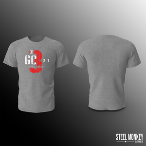 Mens T-Shirt - Grey - 3,2,1 GO - Red