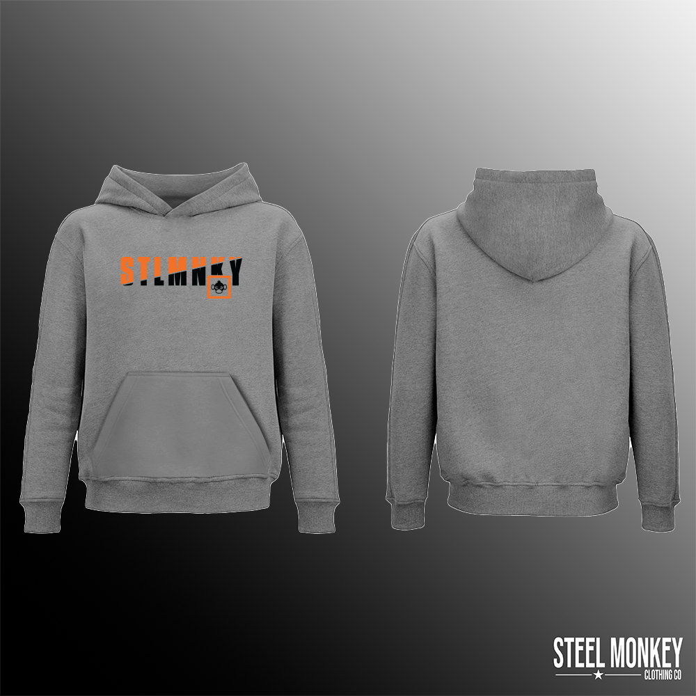 Mens Classic Hoodie - Grey Fleece - Orange & Black