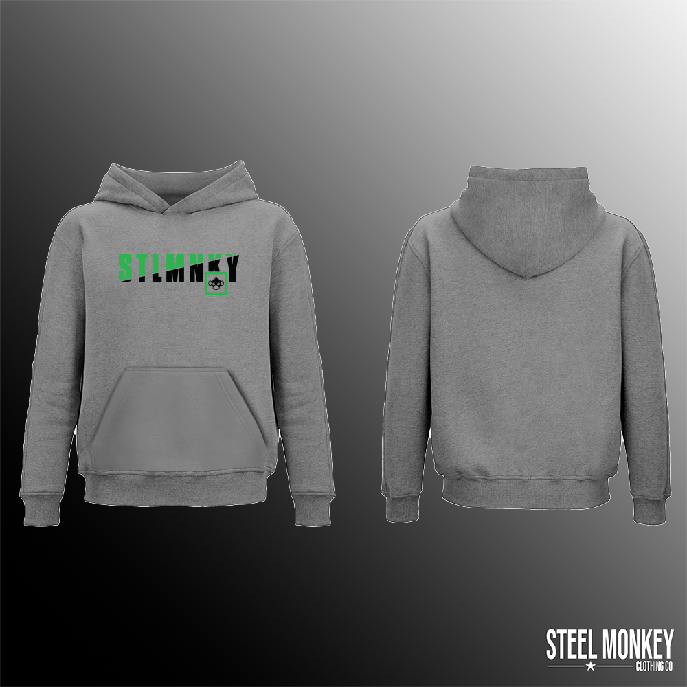 Mens Classic Hoodie - Grey Fleece - Green & Black